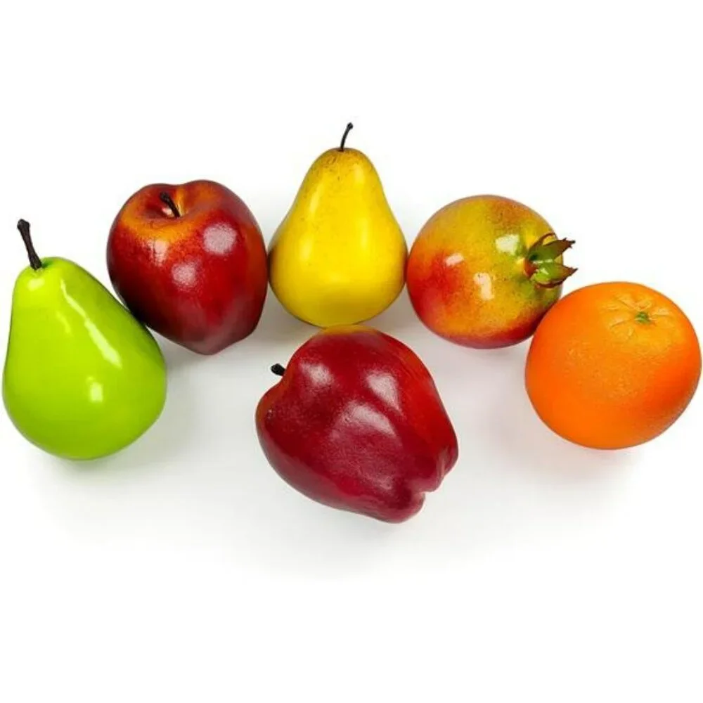 6pcs artificial fruit set fake apples pears oranges pomegranate home party decor